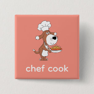 Bóton Quadrado 5.08cm Chef Cook Cute Engraçado Cachorro Puppy Cartoon