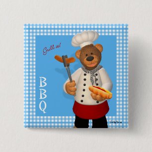 Bóton Quadrado 5.08cm Chef de CHURRASCO Dinky Bears