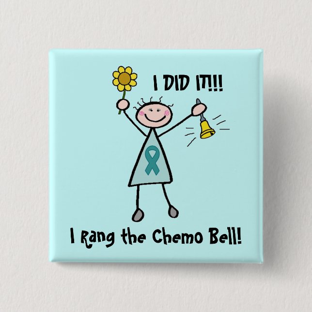 Bóton Quadrado 5.08cm Chemo Bell - cancro do colo do útero (Frente)