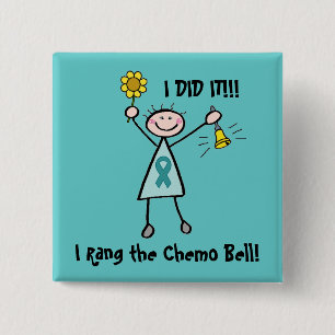 Bóton Quadrado 5.08cm Chemo Bell - fita da cerceta do câncer de ovário