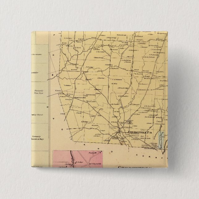 Bóton Quadrado 5.08cm Cherrytree (Frente)