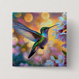 Bóton Quadrado 5.08cm Chersom Fantasy Sunrise Hummingbird
