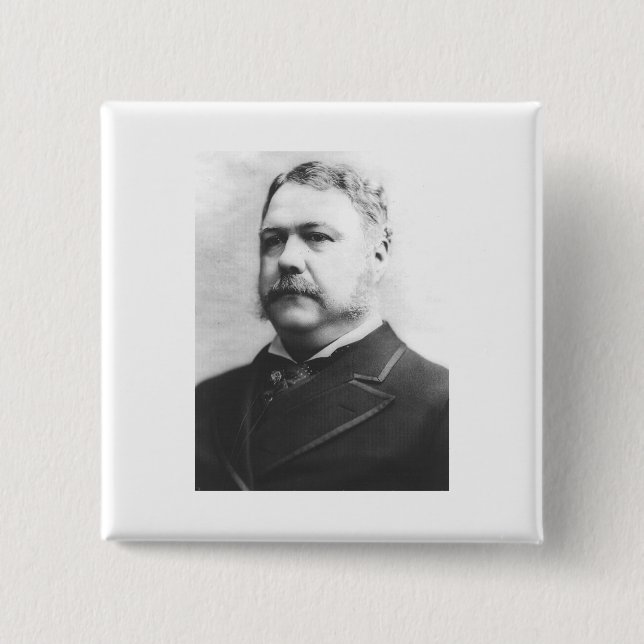 Bóton Quadrado 5.08cm Chester A. Arthur 21 (Frente)