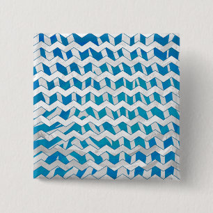 Bóton Quadrado 5.08cm Chevron Azul-Zebra e Branco