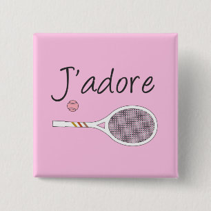 Bóton Quadrado 5.08cm Chic J'adore Tênis Player Design cor-de-rosa