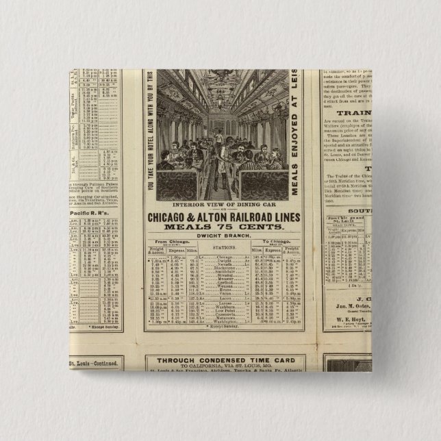 Bóton Quadrado 5.08cm Chicago e Alton Railroad 2 (Frente)
