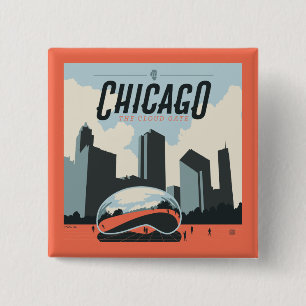 Bóton Quadrado 5.08cm Chicago, Illinois Parque do Milênio