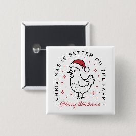 Bóton Quadrado 5.08cm Chicken Merry Christmas country funny farm animal