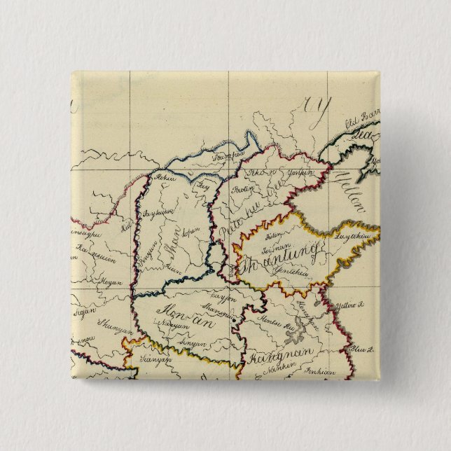 Bóton Quadrado 5.08cm China, Coreia (Frente)