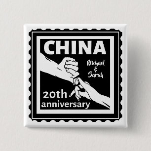 Bóton Quadrado 5.08cm China tradicional no aniversário de 20