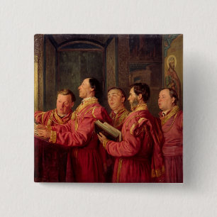 Bóton Quadrado 5.08cm Choristers na igreja, 1870