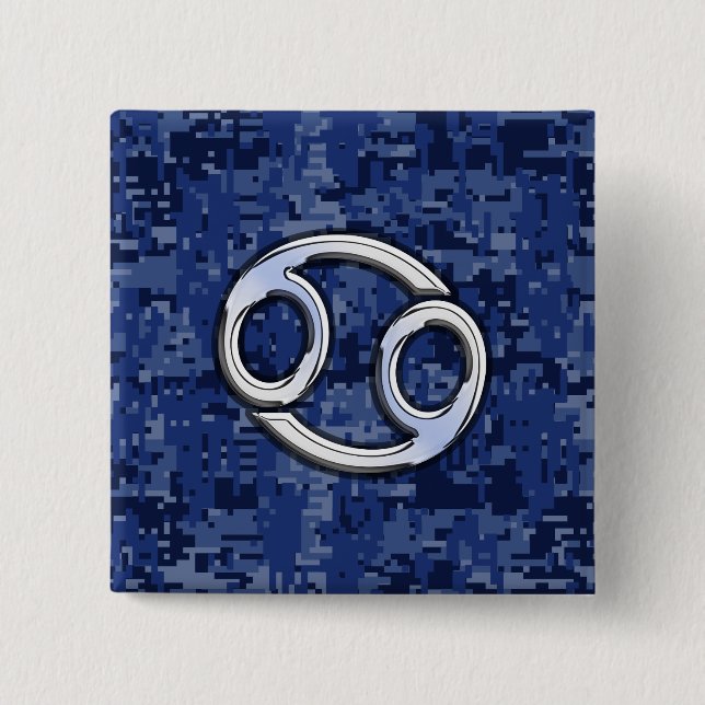 Bóton Quadrado 5.08cm Chrome Like Cancer Sign on Blue Digital Camo (Frente)