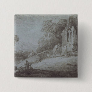 Bóton Quadrado 5.08cm Churchyard de Thomas Gainsborough com figura