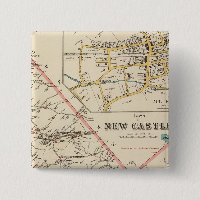 Bóton Quadrado 5.08cm Cidade de New Castle (Frente)