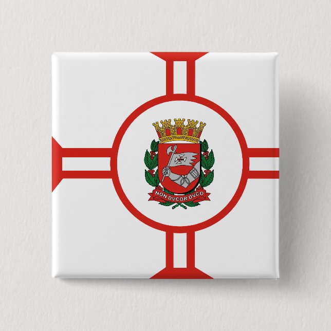 Bóton Quadrado 5.08cm Cidade de Sao Paulo, Brasil (Frente)