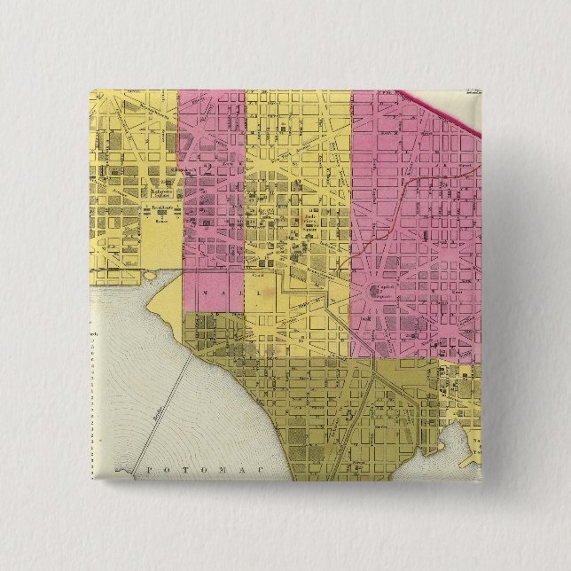Bóton Quadrado 5.08cm Cidade de Washington 2 (Frente)