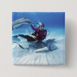 Bóton Quadrado 5.08cm Cidade do Stingray, Grande Cayman, Ilhas Cayman,