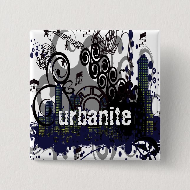 Bóton Quadrado 5.08cm Cidade Pulverizada (Frente)