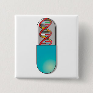 Bóton Quadrado 5.08cm Ciência da Cápsula de DNA