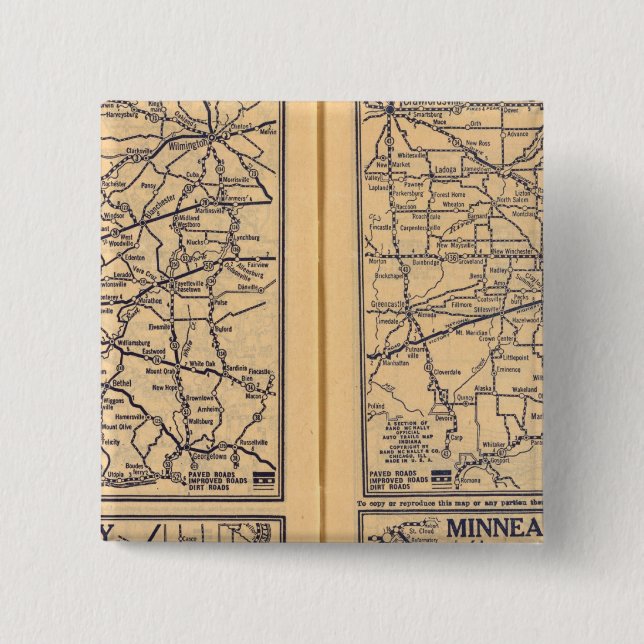 Bóton Quadrado 5.08cm Cincinnati, Detroit, Indianápolis (Frente)