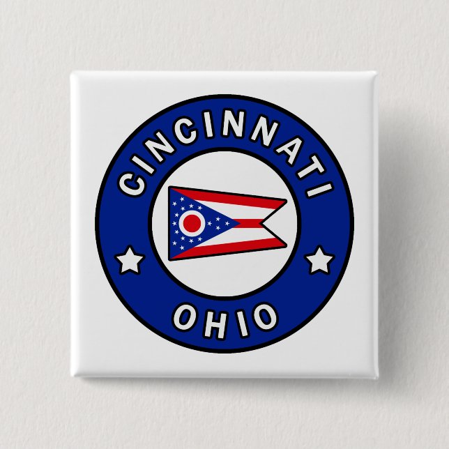 Bóton Quadrado 5.08cm Cincinnati Ohio (Frente)