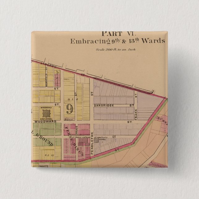 Bóton Quadrado 5.08cm Cincinnati, Ohio 8 (Frente)