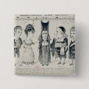 Bóton Quadrado 5.08cm Cinco caricaturas do molde de um francês
