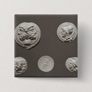 Bóton Quadrado 5.08cm Cinco moedas