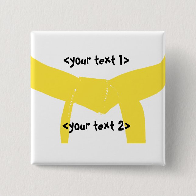Bóton Quadrado 5.08cm Cinturão Amarelo de Artes Marciais (Frente)