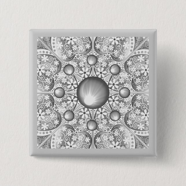 Bóton Quadrado 5.08cm Cinza de rendas cerâmicas (Frente)