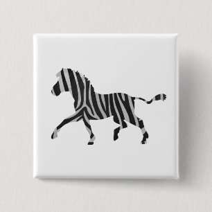 Bóton Quadrado 5.08cm Cinza Zebra Preta e Clara Silhueta