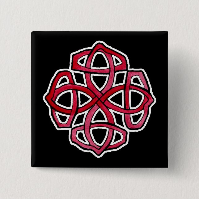 Bóton Quadrado 5.08cm Círculo vermelho de Knotwork do céltico (Frente)