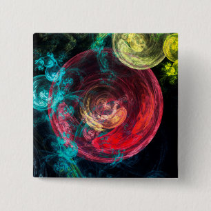 Bóton Quadrado 5.08cm Círculos de Galáxia de Arte Abstrato