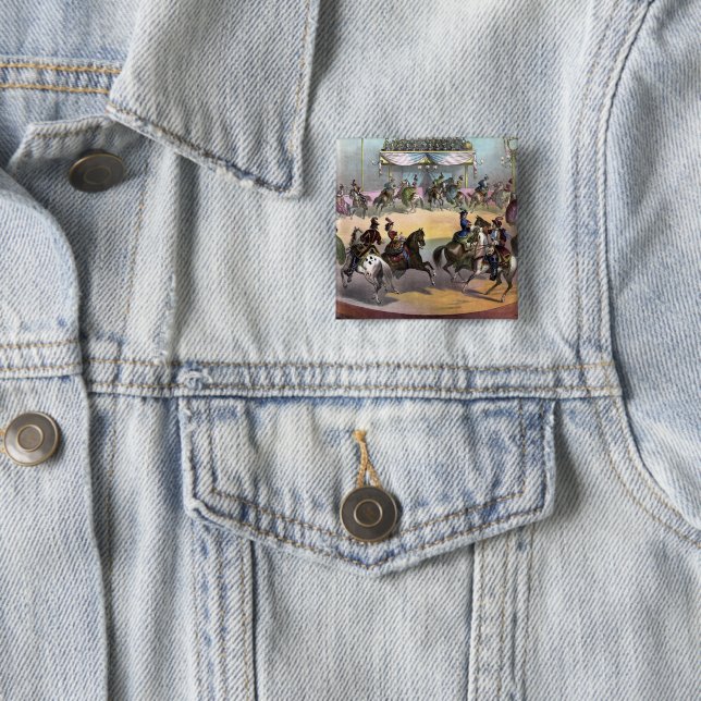 Bóton Quadrado 5.08cm Circus Grand Finale, 1872. (In Situ)