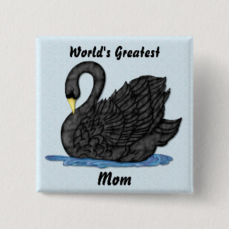Bóton Quadrado 5.08cm Cisne preta para a mamã