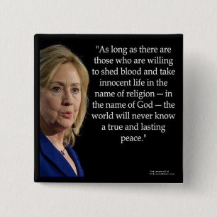 Bóton Quadrado 5.08cm Citação da Religião do Sangue de Hillary Clinton