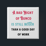 Bóton Quadrado 5.08cm Citação do Jogador Coelho Engraçado<br><div class="desc">Ter uma má noite de Bunco ainda é melhor do que um bom dia de trabalho! O jogador do Bunco disse para rir da sua próxima angariação de fundos, </div>