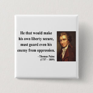 Bóton Quadrado 5.08cm Citações 3b de Thomas Paine