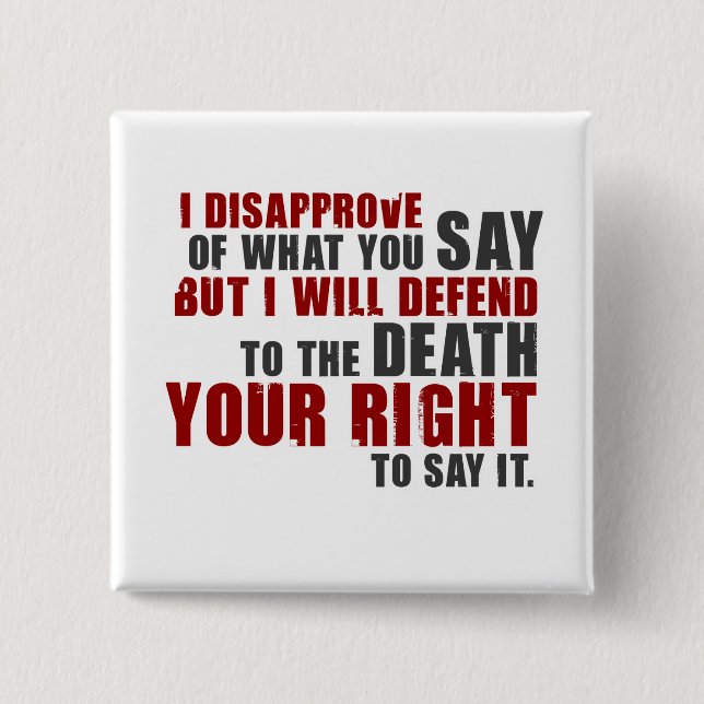 Bóton Quadrado 5.08cm Citações de Voltaire (cor) (Frente)