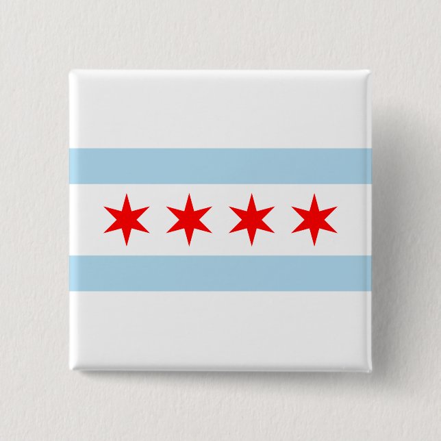 Bóton Quadrado 5.08cm City Flag de Chicago (Illinois) (Frente)