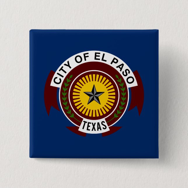 Bóton Quadrado 5.08cm City Flag de El Paso (Texas) (Frente)