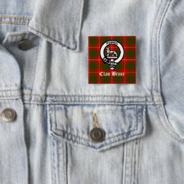 Bóton Quadrado 5.08cm Clan Bruce Crest Tartan Personalizado