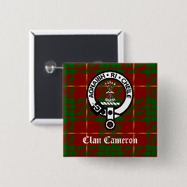 Bóton Quadrado 5.08cm Clan Cameron Crest e Tartan