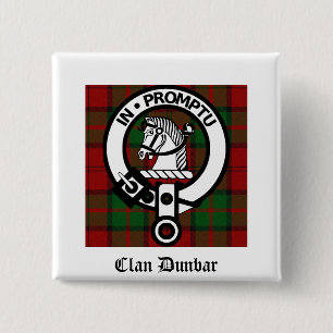 Bóton Quadrado 5.08cm Clan Dunbar Tartan & Crest Crachá