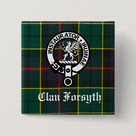 Bóton Quadrado 5.08cm Clan Forsyth Crest Crachá e Tartan