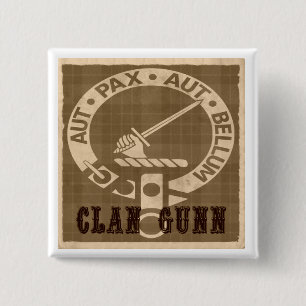 Bóton Quadrado 5.08cm Clan Gunn Creast Sepia Square Button