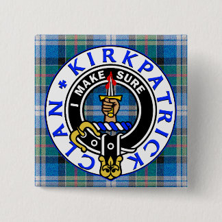 Bóton Quadrado 5.08cm CLAN KIRKPATRICK CREST on TARTAN SQUARE