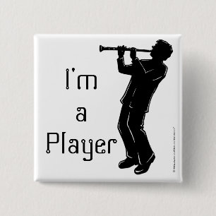 Bóton Quadrado 5.08cm Clarinet, sou um Jogador