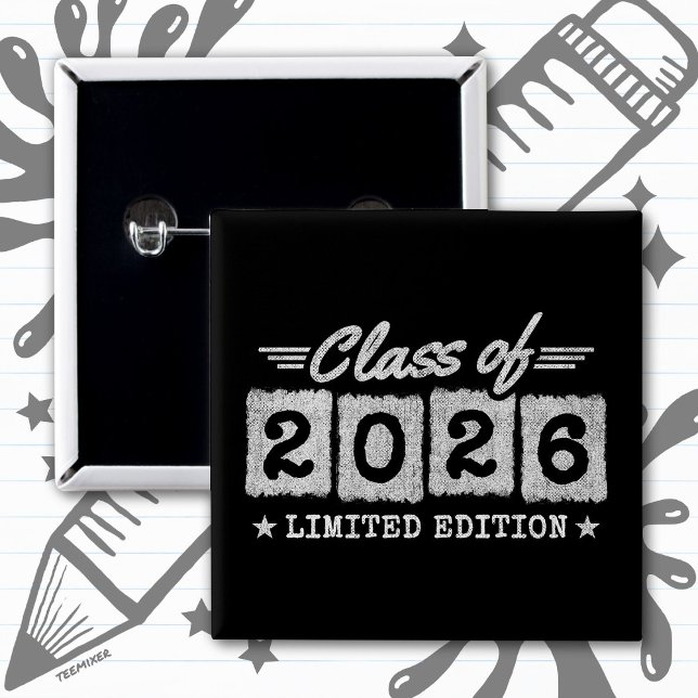 Bóton Quadrado 5.08cm Class of 2026 Limited Edition Graduation Quote (Criador carregado)