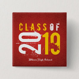 Bóton Quadrado 5.08cm Classe Artística Vermelha e Amarela de graduação d